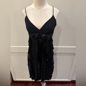 Cache Black Dress with Ruffle Accents